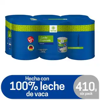 Tottus Leche evaporada entera lata x 410 gr oferta