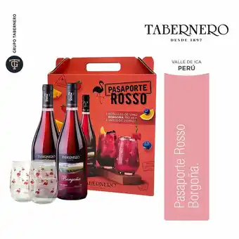 Tottus Vino tabernero borgoña 2 un + vasos oferta