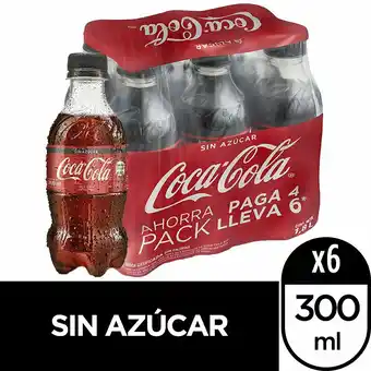 Tottus Gaseosa coca cola bebida sin azucar botella 300ml oferta