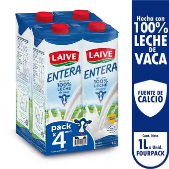 Tottus Leche fresca 0% entera 4 unds oferta