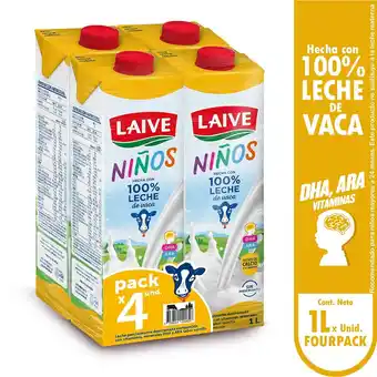 Tottus Leche uht para niños 4 unds oferta