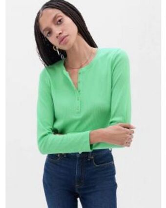 GAP Polo manga larga rib henley mujer oferta