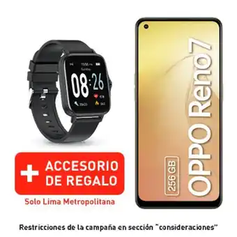Claro Reno 7 256gb dorado + smartwatch + portabilidad + postpago + plan max ilimitado 69.90 p oferta