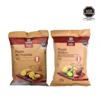 Tottus Papas en hojuelas 175 gr + piqueo andino 175 gr oferta