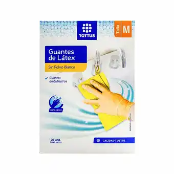 Tottus Guantes de latex sin polvo blanco talla m oferta
