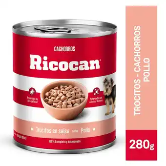Tottus Ricocan troc sabor pollo cachorr lt x 280g oferta