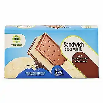 Tottus Helado sandwich de vainilla oferta
