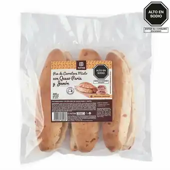 Tottus Pan de carretera mix queso paria jamón congelado oferta