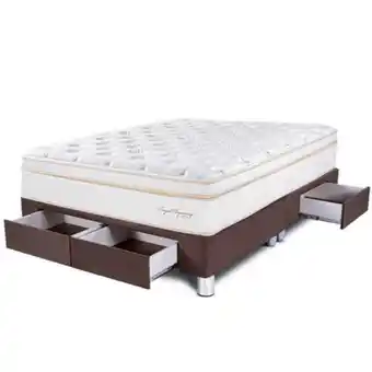 Maestro Cama con cajones royal dynasty queen chocolate + 2 almohadas viscoelásticas + protector oferta