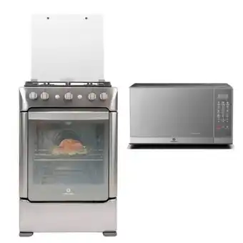 Hiraoka Cocina glp indurama granada zafiro croma 4 hornillas + horno microondas indurama mwi-20tcrp 20l oferta