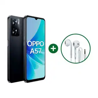 Coolbox Celular oppo a57 128gb, 4gb ram, cámara principal 13 + 2mp, frontal 8mp, 6.56, negro + audífonos hm1351 blanco oferta