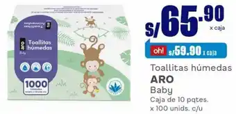 Makro Aro Toallitas Húmedas Baby 10 pqtes x 100 Unids oferta
