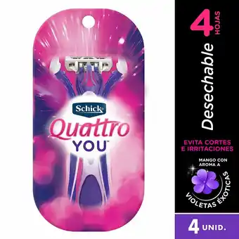 Tottus Máquina de afeitar quattro you x 4 oferta