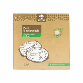 Tottus Platos con divisiones biodegradables oferta