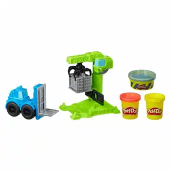 Play-doh wheels grúa y montacargas - juguetes de construcción con masa de construcción play-doh no tóxica y 2 colores adicion