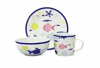 Tottus Set x 3 vajilla infantil loza na peces oferta