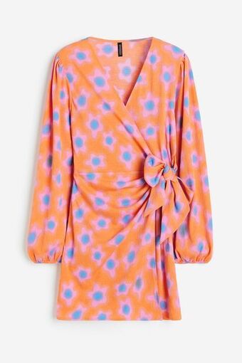 H&M Vestido cruzado con mangas globo oferta