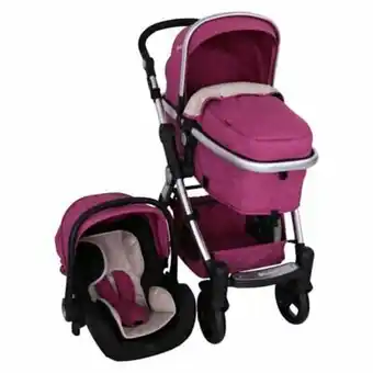 Tottus Coche con portabebe tainy deluxe rosado oferta
