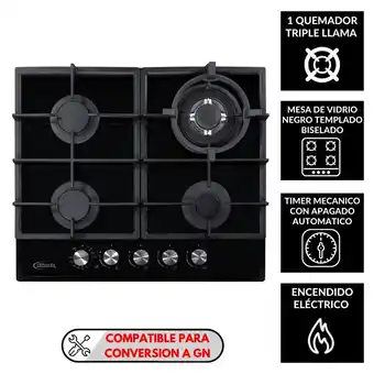 Tottus Cocina empotrable 60 negra - aosta 60 oferta