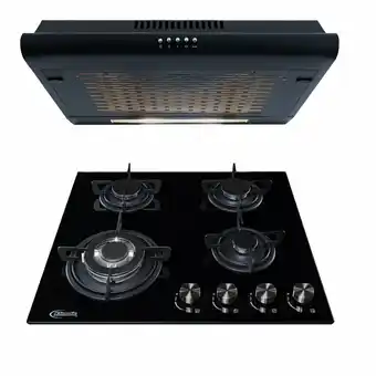 Tottus Cocina a empotrable negra 4 hornillas nina 60 pro + campana lineal iwh101ne oferta