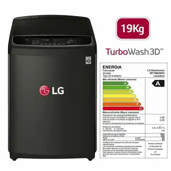 Tottus Lavadora carga superior 19kg negra turbowash 3d-wt19bss6h oferta