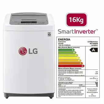 Tottus Lavadora 16 kg blanca smart inverter oferta