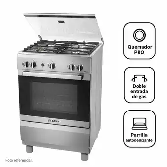 Tottus Cocina a gas acero inoxidable 4 hornillas 24" pro445ix oferta