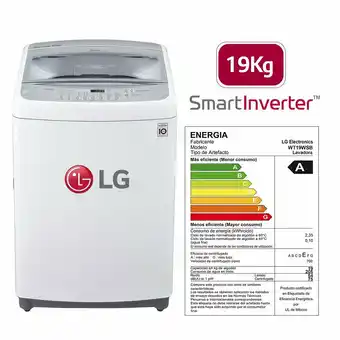 Tottus Lavadora carga superior 19kg blanca smart motion-wt19wsb oferta