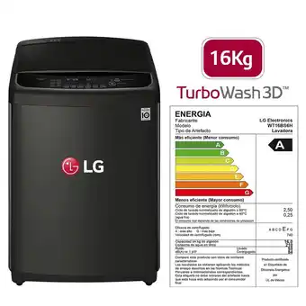Tottus Lavadora carga superior 16kg negra turbowash 3d-wt16bs6h oferta