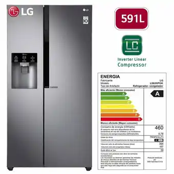 Tottus Refrigeradora side by side 591lts plateada moist balance crisper-ls63spgk oferta
