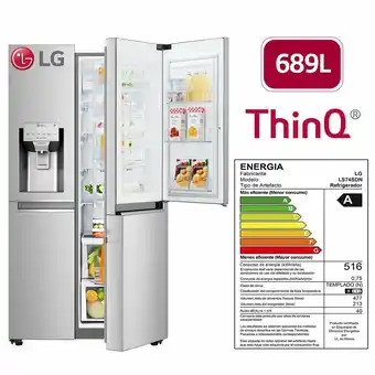 Tottus Refrigeradora side by side 689lts plateada puerta mágica-ls74sdn oferta