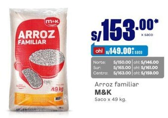 Makro Arroz familiar M&K Saco x 49 kg. oferta