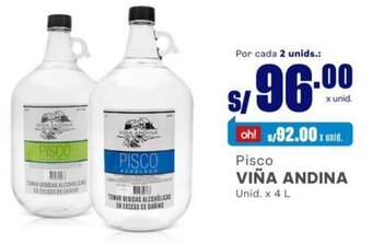 Makro PISCO VIÑA ANDINA Unid. x 4 L oferta