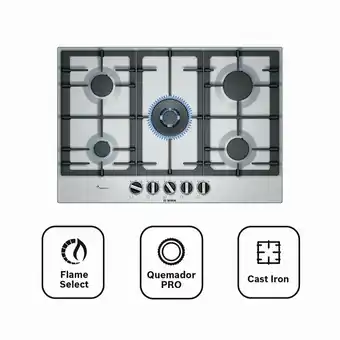 Tottus Encimera a gas 75 cm, inox - pcq7a5b90v oferta