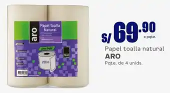 Makro Papel toalla natural ARO Pqte. de 4 unids oferta