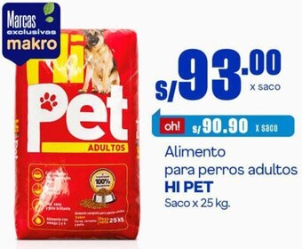 Makro Alimento para perros adultos HI PET Saco x 25 kg. oferta