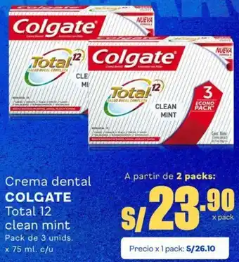 Makro Crema dental COLGATE Total 12 clean mint Pack de 3 unids. x 75 ml. c/u oferta