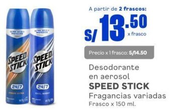 Makro Desodorante en aerosol SPEED STICK Fragancias variadas Frasco x 150 ml. oferta
