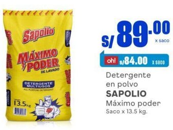 Makro Detergente en polvo SAPOLIO Máximo poder Saco x 13.5 kg. oferta
