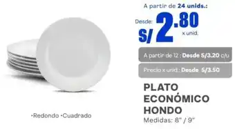 Makro PLATO ECONÓMICO HONDO Medidas: 8" / 9" oferta