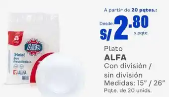 Makro Plato ALFA Con división Medidas: 15" / 26" Pqte. de 20 unids. oferta