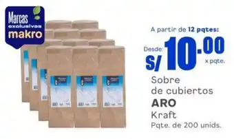 Makro Sobre de cubiertos ARO Kraft Pqte. de 200 unids. oferta