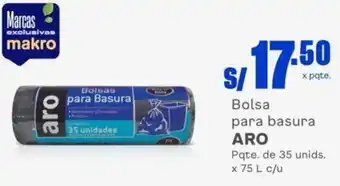Makro Bolsas para Basura 35 unidades Bolsa para basura ARO Pqte. de 35 unids. x 75 L c/u oferta