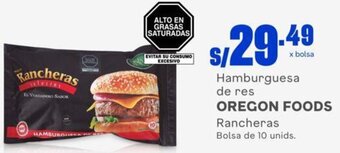 Makro Hamburguesa de res OREGON FOODS Rancheras Bolsa de 10 unids. oferta