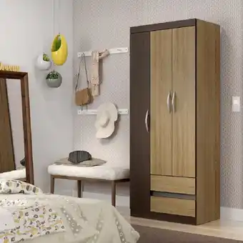 Tottus Ropero 3 puertas 2 cajones castaño/nogal oferta