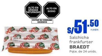 Makro Salchicha frankfurter BRAEDT Pqte. de 24 unids. oferta
