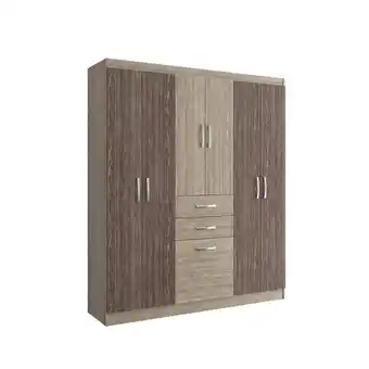 Tottus Ropero 6 puertas 1 cajon 1 gaveta noche chocolate oferta