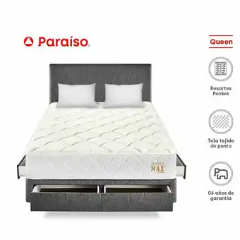 Tottus Dormitorio pocket max con cajones queen oferta