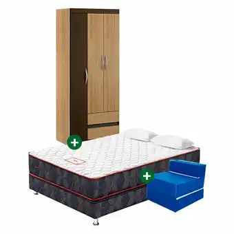 Tottus Cama nappy 2 plazas + ropero 3 puertas 2 cajones + sofa cama +02 almohadas oferta