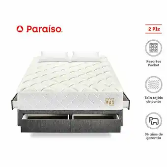 Tottus Cama pocket max con cajones 2 plazas oferta